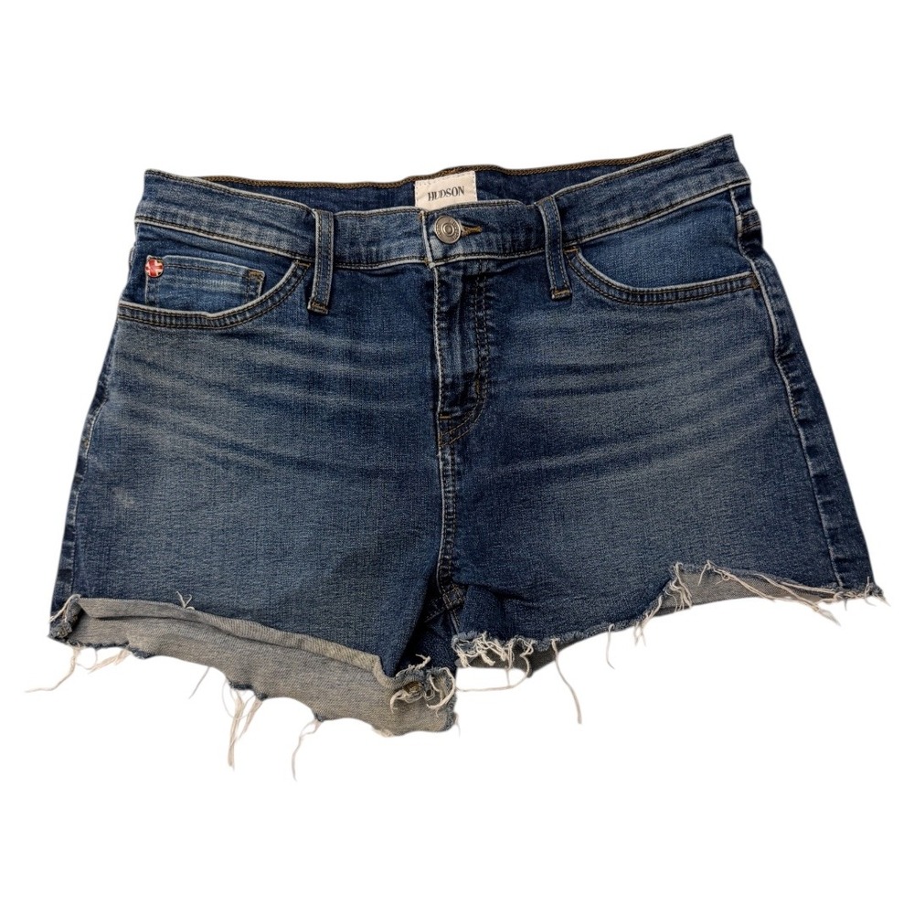 Hudson Women Blue Denim Cutoff Frayed Hem Shorts Size 27